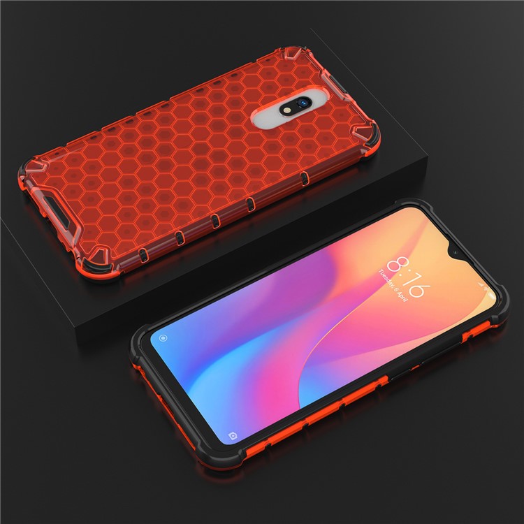 Wabenmuster Schockdes TPU + PC Hybrid Shell Für Xiaomi Redmi 8a - Rot