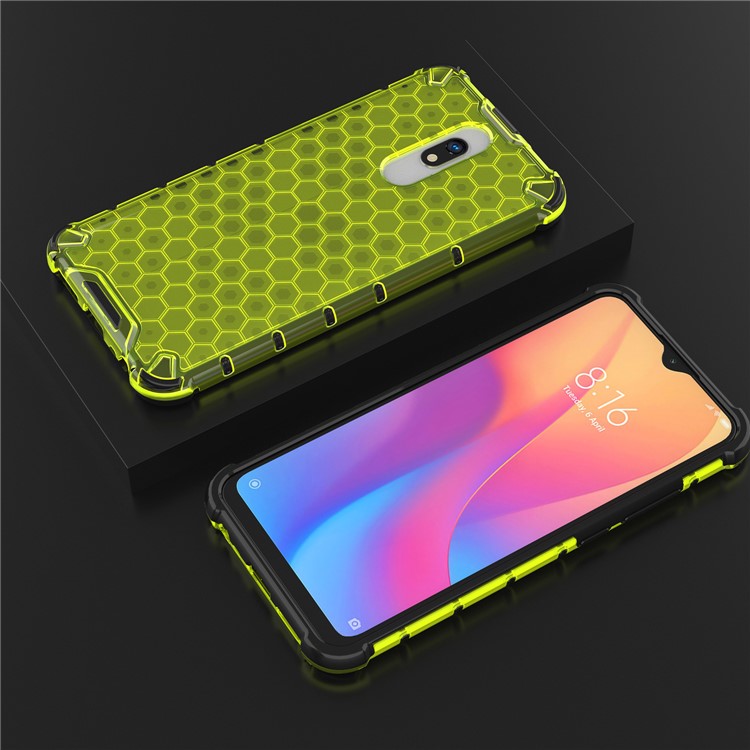 TPU à Prova de Choque de Padrão de Favo de Mel + Shell Híbrido de PC Para Xiaomi Redmi 8a - Verde-5