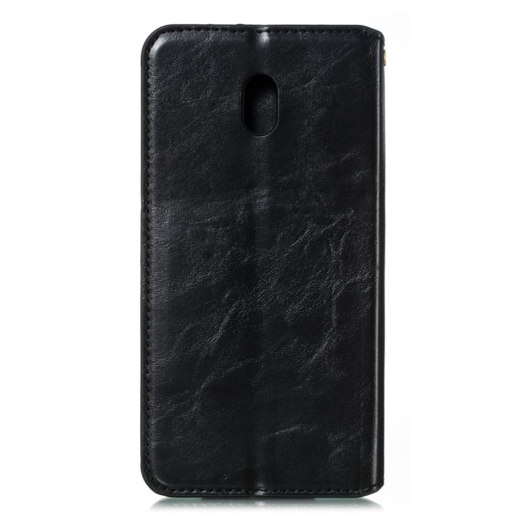 For Xiaomi Redmi 8A Phone Cover Crazy Horse Texture Leather Strong Magnetic Suction Case - Black-3