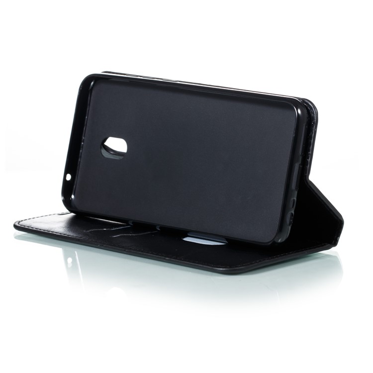 For Xiaomi Redmi 8A Phone Cover Crazy Horse Texture Leather Strong Magnetic Suction Case - Black-9