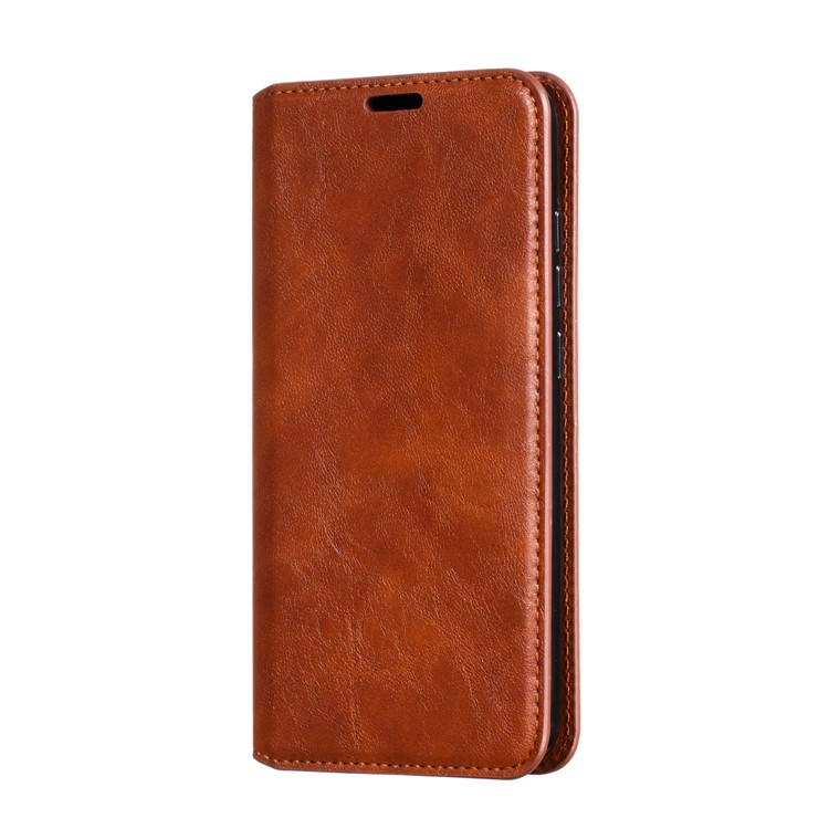 For Xiaomi Redmi 8A Phone Cover Crazy Horse Texture Leather Strong Magnetic Suction Case - Brown-4