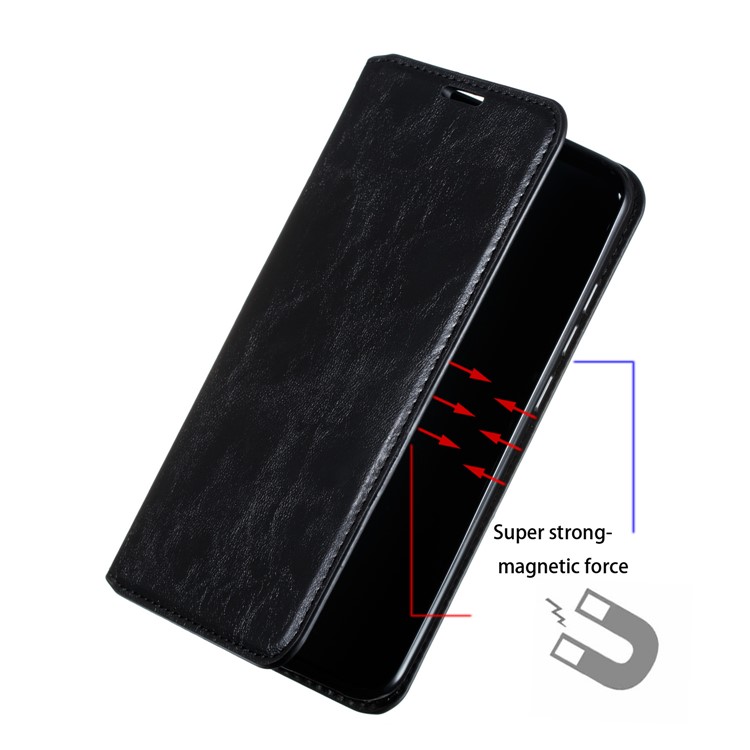 Creazy Horse Texture Strong Magnetic Suction Stand Leather Phone Shell for Xiaomi Redmi 8 - Black-10