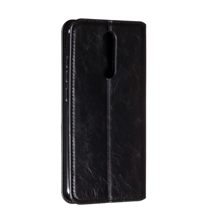 Creazy Horse Texture Strong Magnetic Suction Stand Leather Phone Shell for Xiaomi Redmi 8 - Black-5