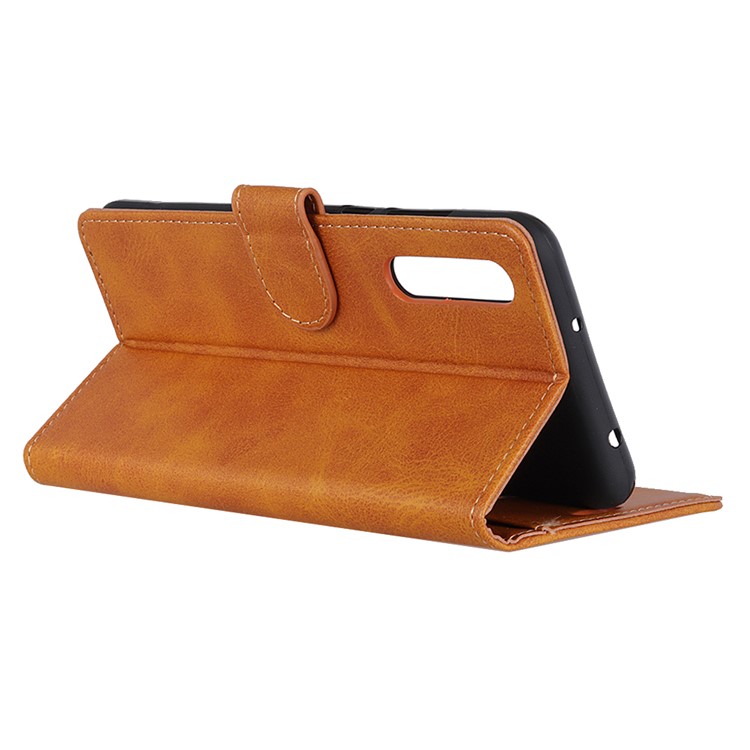 Matte Skin Wallet Leather Stand Case for Xiaomi Mi 9 Pro/9 Pro 5G - Brown-10