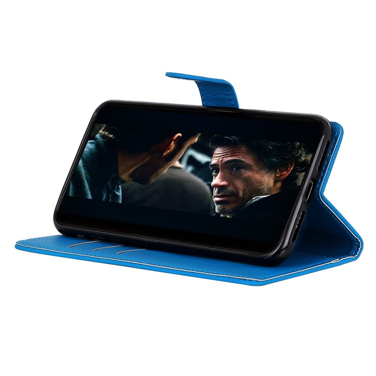 Litchi Texture Surface Wallet Stand Leather Cell Phone Covering for Xiaomi Mi 9 Pro 5G / Mi 9 Pro - Blue-7