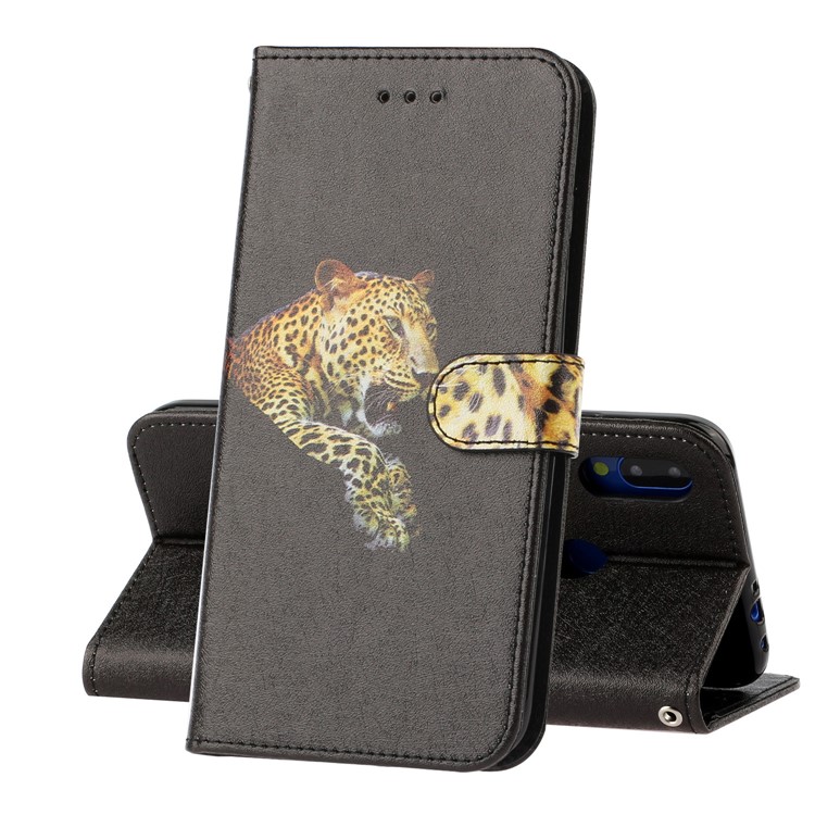Silk Texture Pattern Printing Leather Wallet Phone Case for Xiaomi Redmi 7 - Black-1