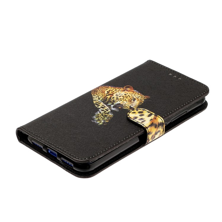 Silk Texture Pattern Printing Leather Wallet Phone Case for Xiaomi Redmi 7 - Black-4