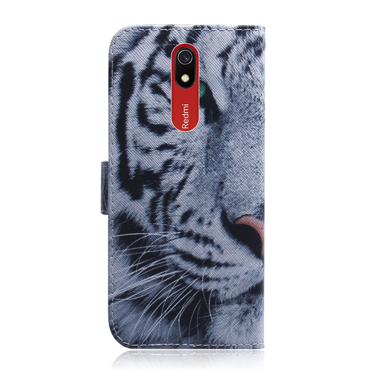 Musterdruck Leder Brieftasche Für Xiaomi Redmi 8a - Tiger