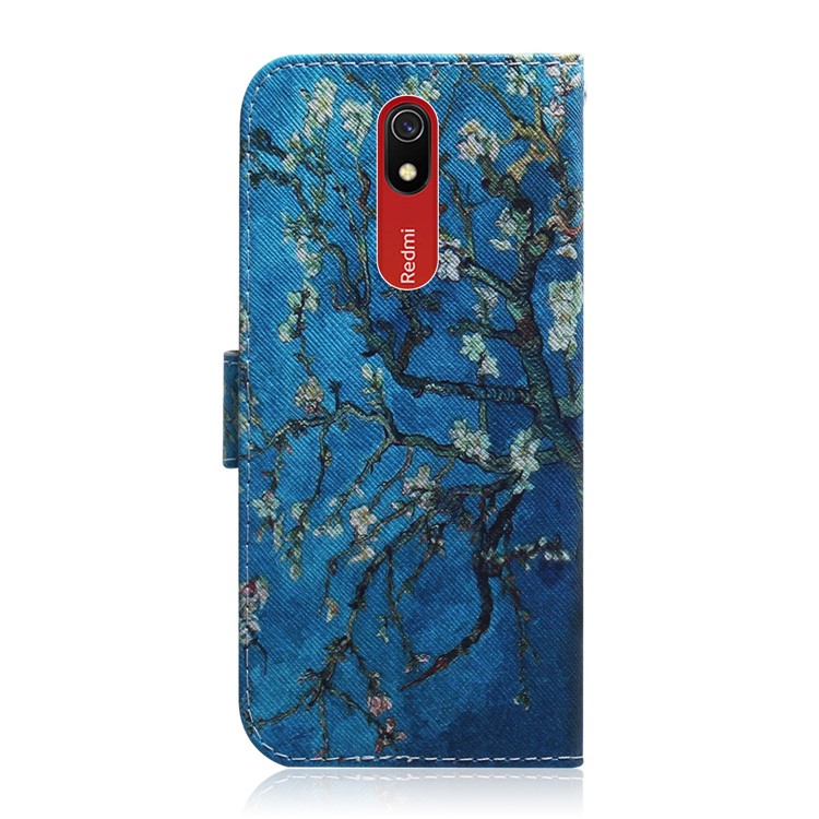 Pattern Printing Leather Wallet Case for Xiaomi Redmi 8A - Tree with Flowers-3