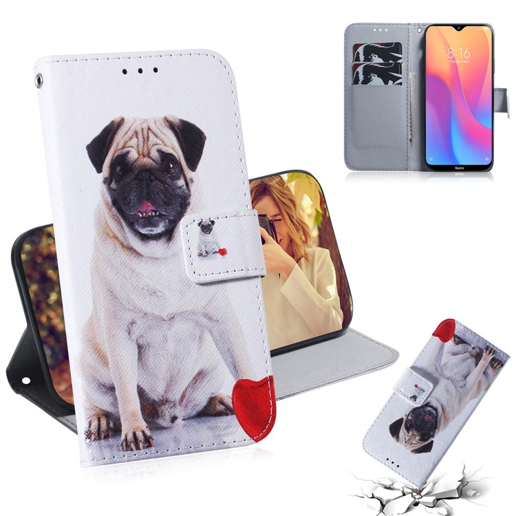 Pattern Printing Leather Wallet Case for Xiaomi Redmi 8A - Dog and Heart-1