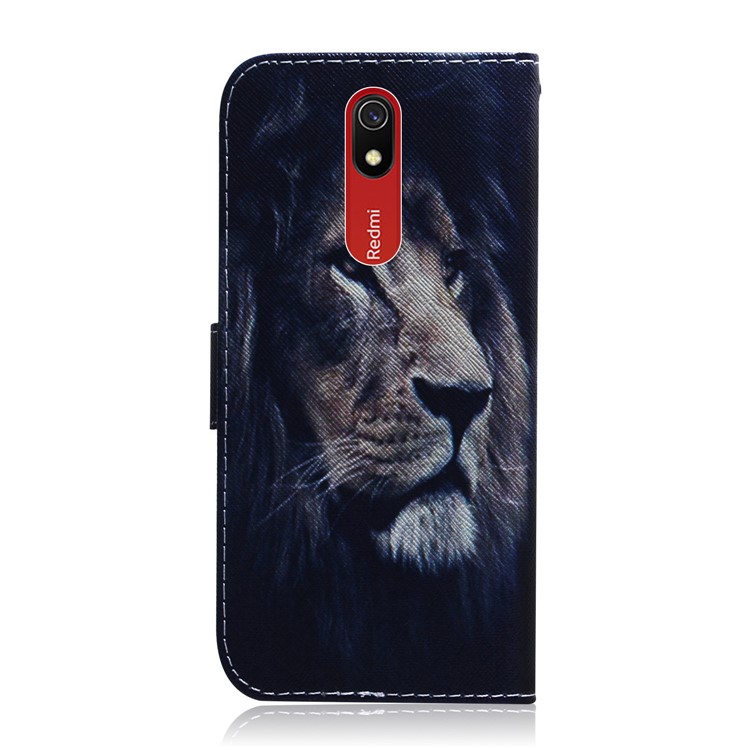 Pattern Printing Leather Wallet Case for Xiaomi Redmi 8A - Lion-3