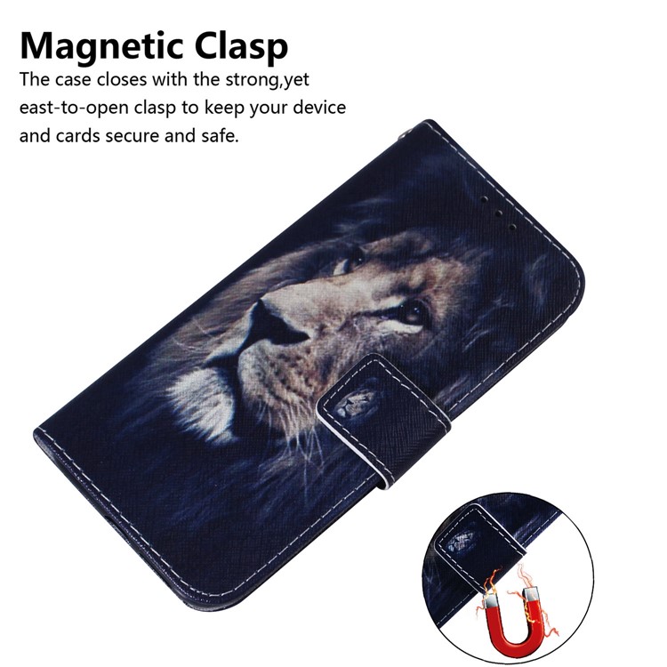 Pattern Printing Leather Wallet Case for Xiaomi Redmi 8A - Lion-4