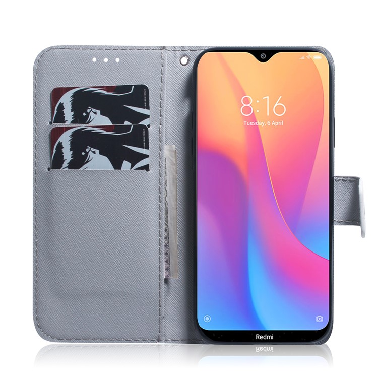 Pattern Printing Leather Wallet Case for Xiaomi Redmi 8A - Lion-8