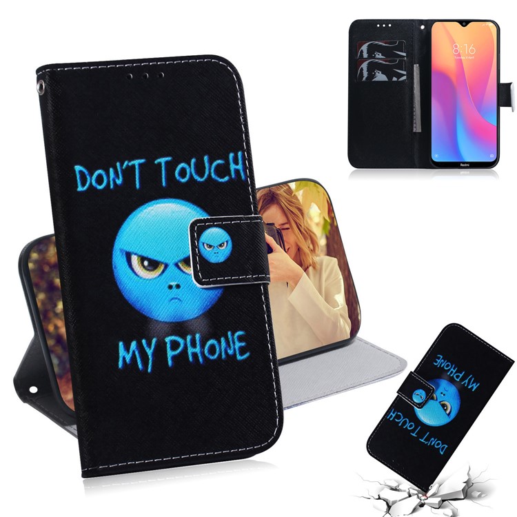 Pattern Printing Leather Wallet Case for Xiaomi Redmi 8A - Do not Touch My Phone-1