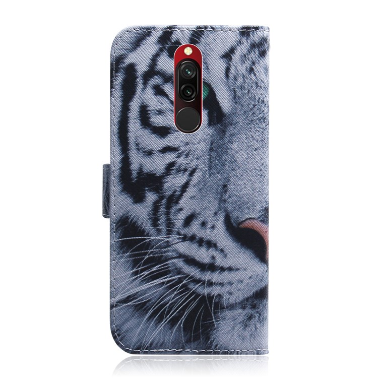 Impressão de Padrões PU Casa de Catadela de Calaro Para Xiaomi Redmi 8 - Tigre