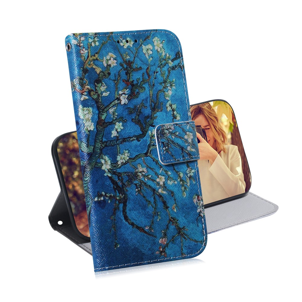 Pattern Printing PU Leather Wallet Stand Case for Xiaomi Redmi 8 - Tree with Flowers-7
