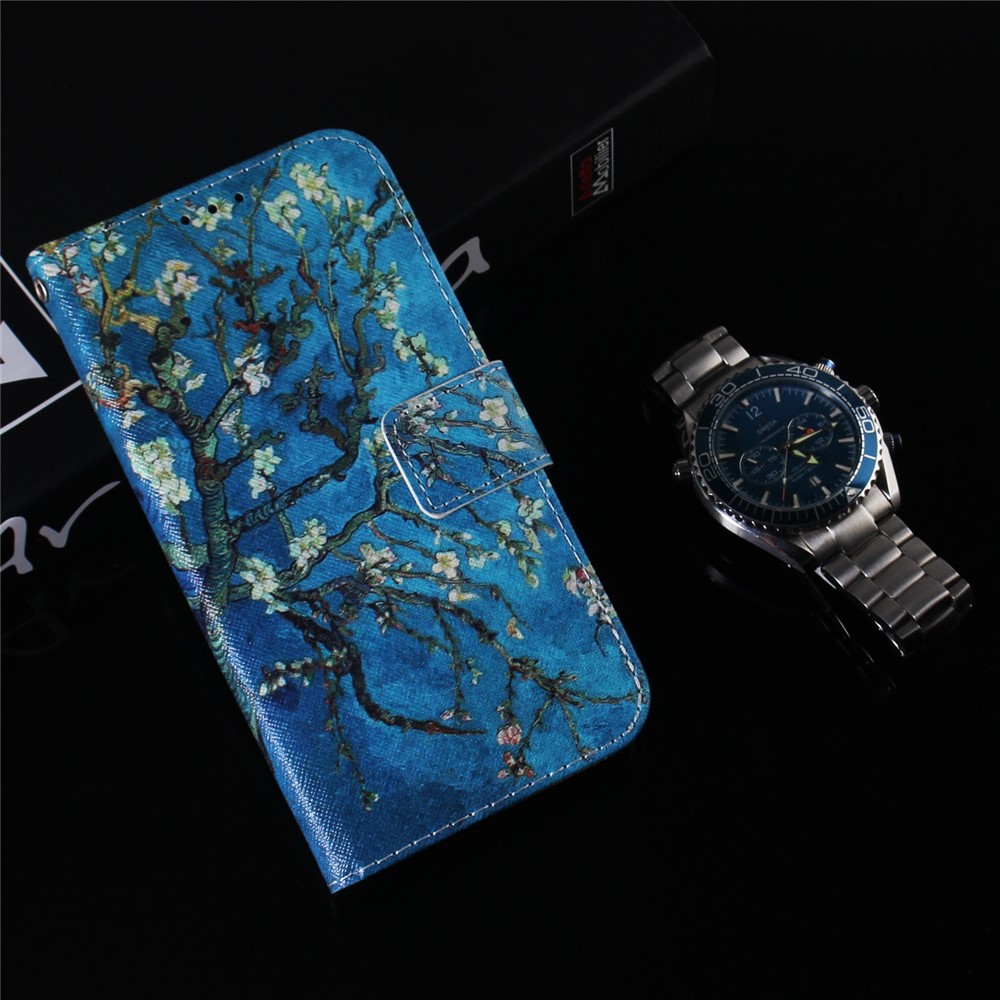 Pattern Printing PU Leather Wallet Stand Case for Xiaomi Redmi 8 - Tree with Flowers-9