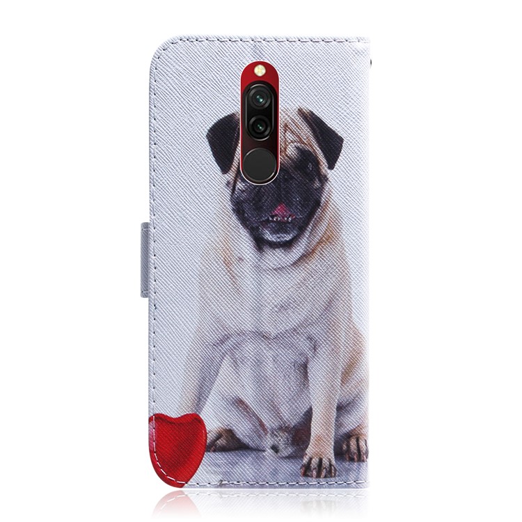 Pattern Printing PU Leather Wallet Stand Case for Xiaomi Redmi 8 - Dog and Heart-3
