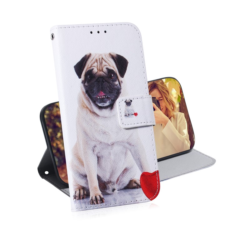 Pattern Printing PU Leather Wallet Stand Case for Xiaomi Redmi 8 - Dog and Heart-7