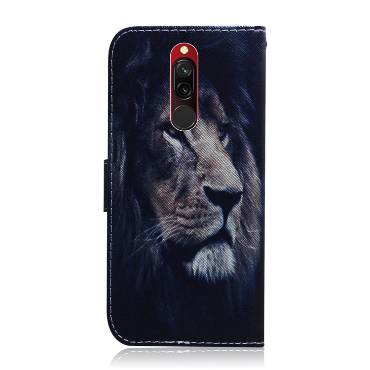 Impresión de Patrones PU Cuero de Cuero Estuche Para Xiaomi Redmi 8 - León-3