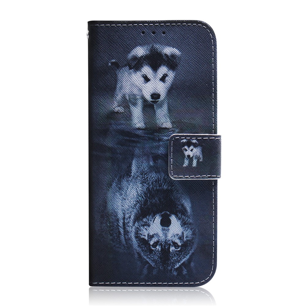 Pattern Printing PU Leather Wallet Stand Case for Xiaomi Redmi 8 - Dog and Reflection in Water-2