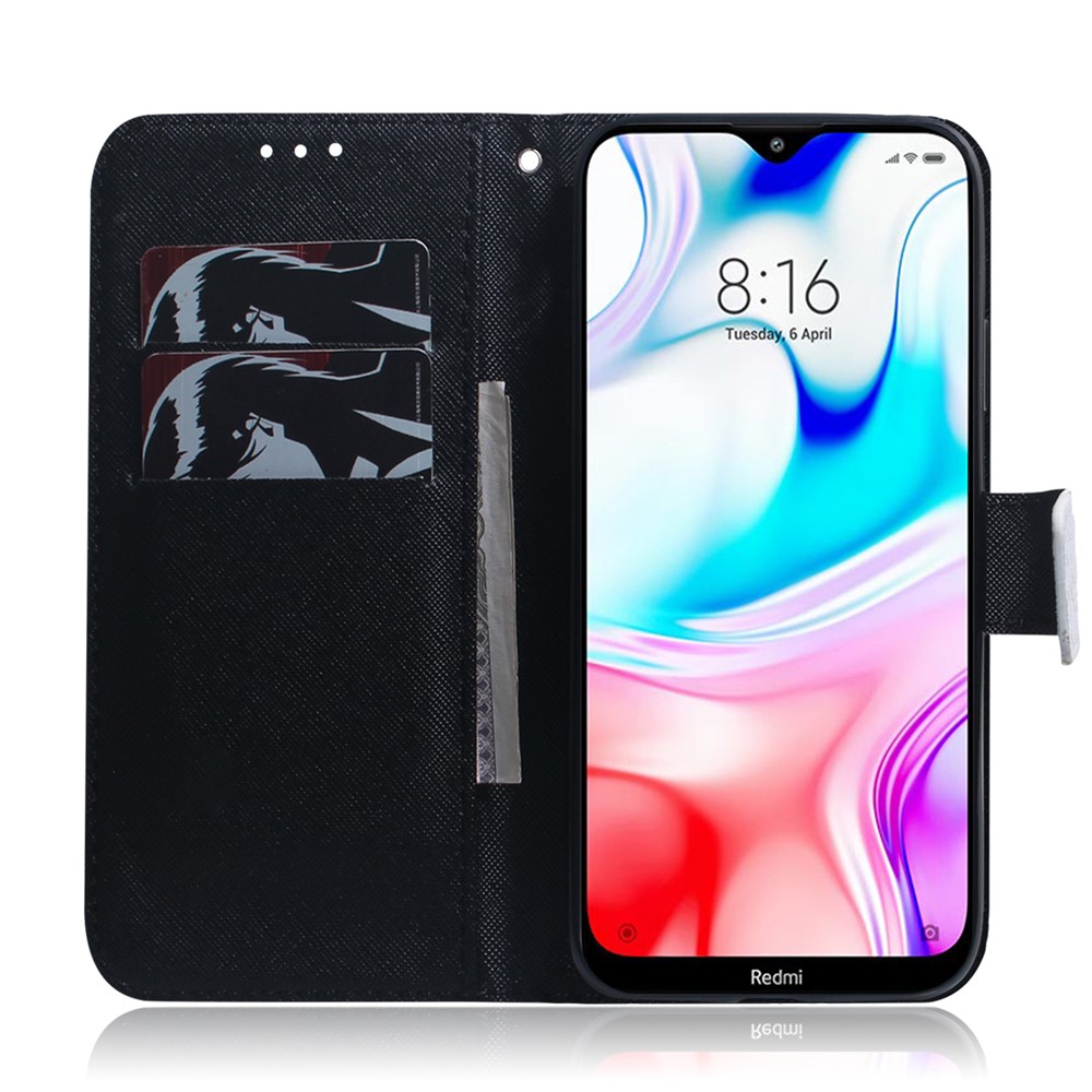 Pattern Printing PU Leather Wallet Stand Case for Xiaomi Redmi 8 - Dog and Reflection in Water-8