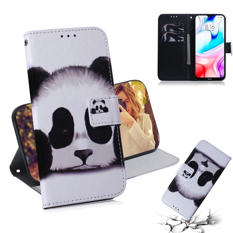 Pattern Printing PU Leather Wallet Stand Case for Xiaomi Redmi 8 - Panda-1