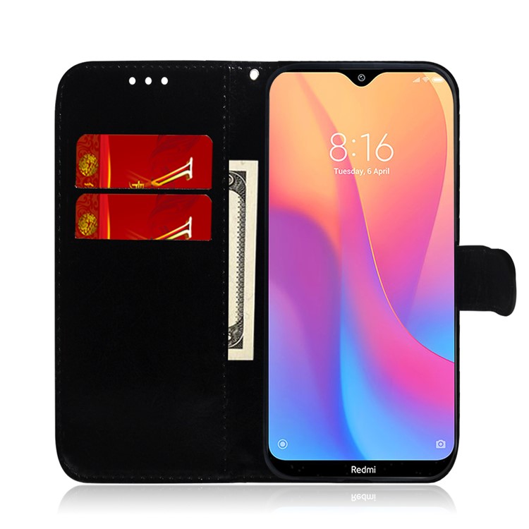 Flower Pattern Leather Wallet Case for Xiaomi Redmi 8A - Black-8