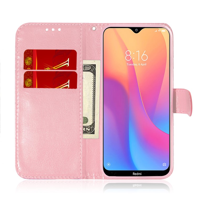 Flower Pattern Leather Wallet Case for Xiaomi Redmi 8A - Pink-8