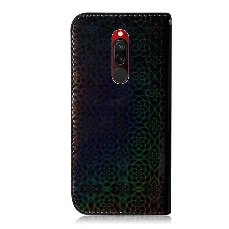 Flower Pattern Wallet Stand Flip Leather Case with Lanyard for Xiaomi Redmi 8 - Black-3