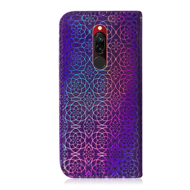 Flower Pattern Wallet Stand Flip Leather Case with Lanyard for Xiaomi Redmi 8 - Purple-3