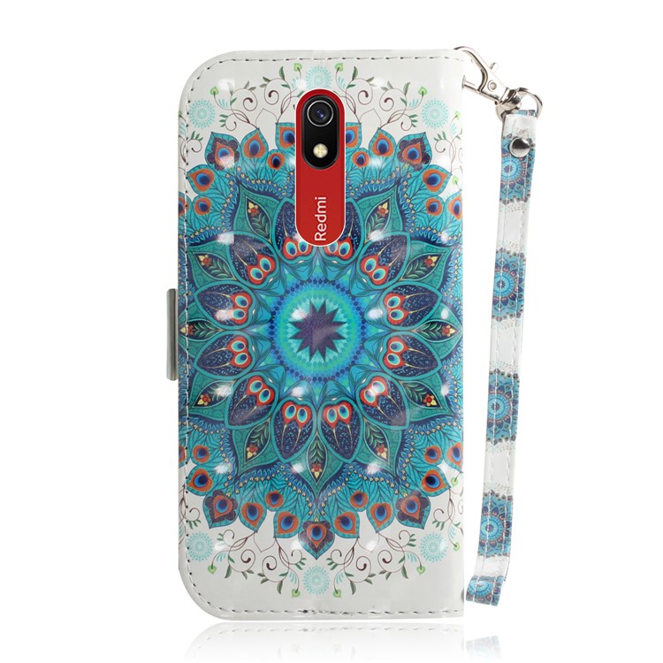 Pattern Printing Light Spot Decor Leather Stand Case with Card Slots for Xiaomi Redmi 8A - Blue Flower-3