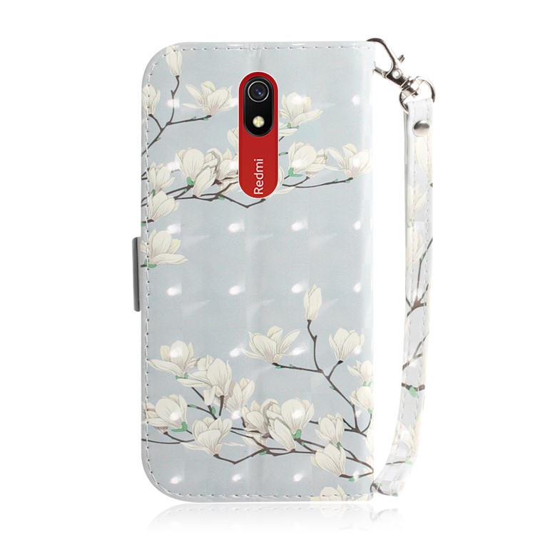 Pattern Printing Light Spot Decor Leather Stand Case with Card Slots for Xiaomi Redmi 8A - White Flowers-3
