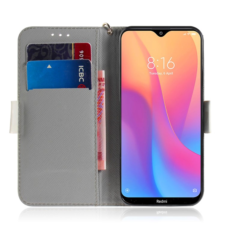 Pattern Printing Light Spot Decor Leather Stand Case with Card Slots for Xiaomi Redmi 8A - Beautiful Flowers-7