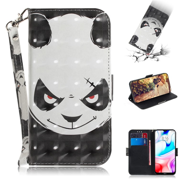 Pattern Printing Light Spot Decor Leather Wallet Shell for Xiaomi Redmi 8 - Panda Pattern-1