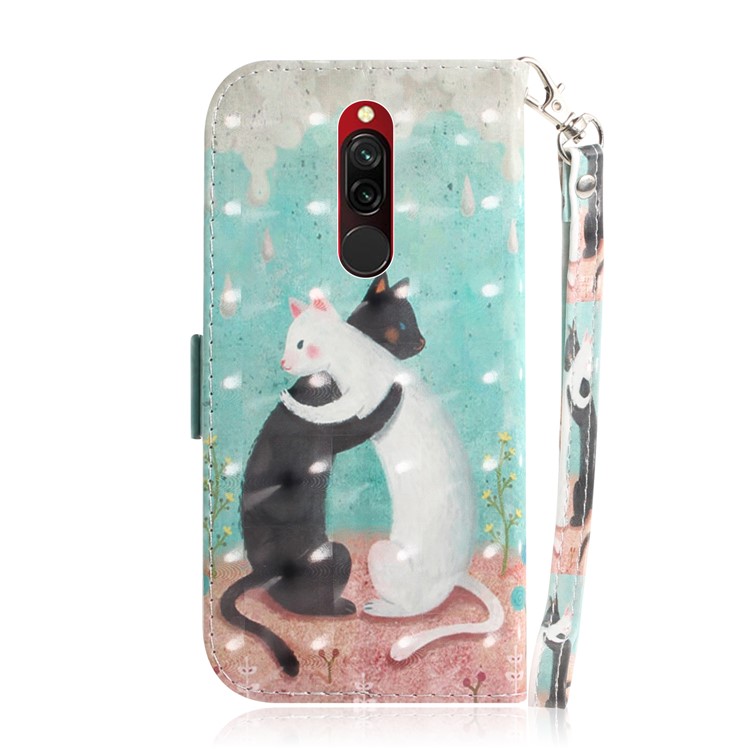 Pattern Printing Light Spot Decor Leather Wallet Shell for Xiaomi Redmi 8 - Two Cats-3