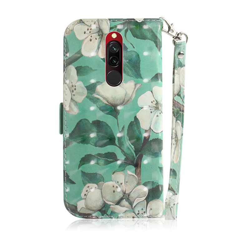 Pattern Printing Light Spot Decor Leather Wallet Shell for Xiaomi Redmi 8 - Beautiful Flowers-3