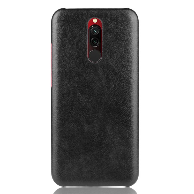 Litchi Skin Leather Coated Hard PC Cell Phone Covering Case for Xiaomi Redmi 8 - Black-2