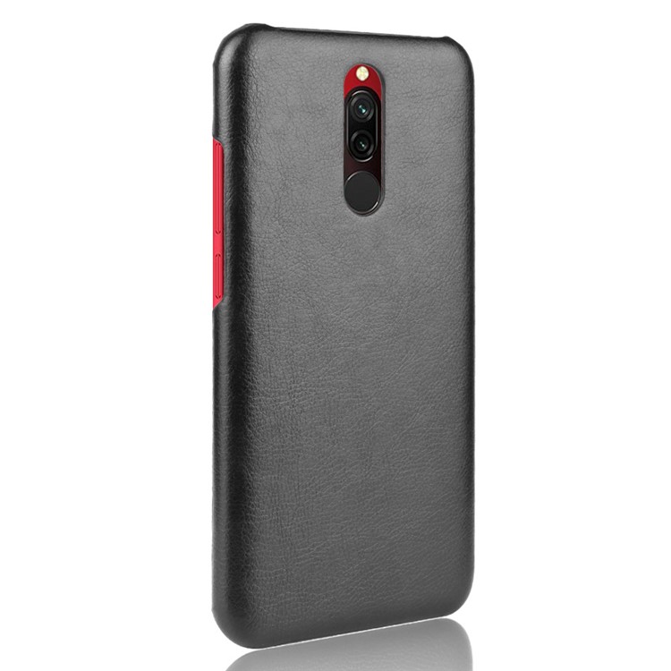 Litchi Skin Leather Coated Hard PC Cell Phone Covering Case for Xiaomi Redmi 8 - Black-3