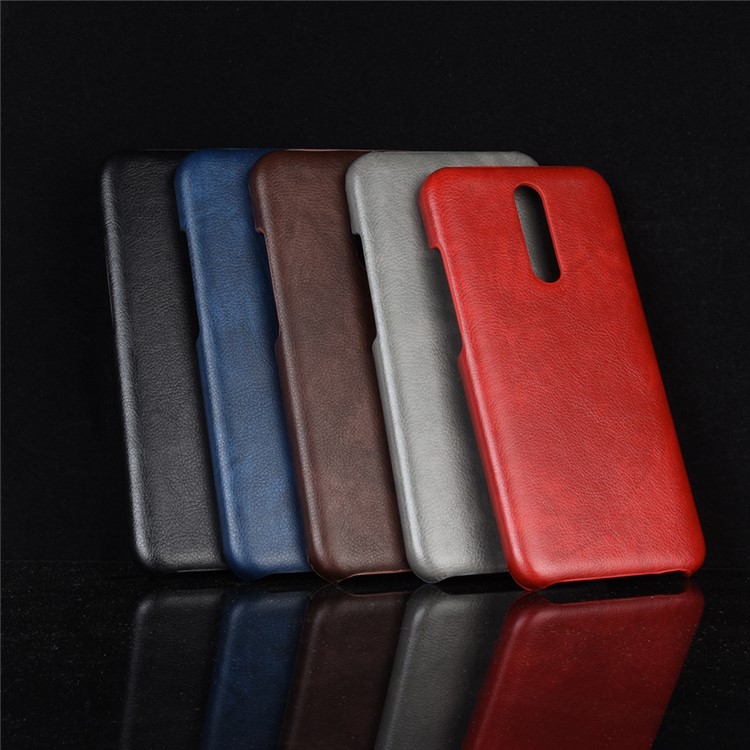 Litchi Skin Leather Coated Hard PC Cell Phone Covering Case for Xiaomi Redmi 8 - Black-6