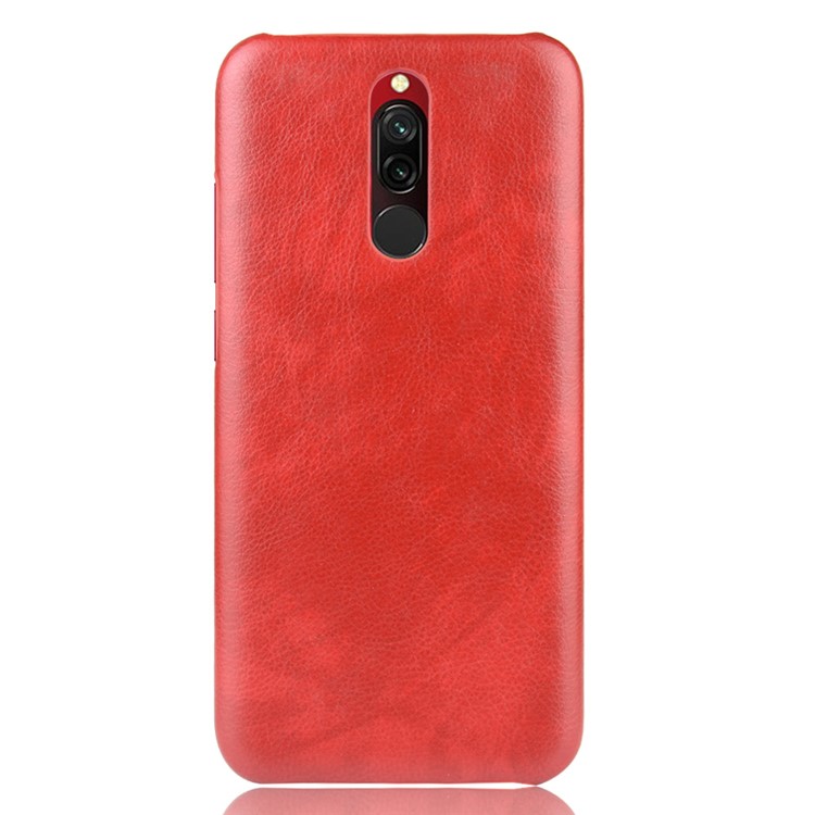 Litchi Skin Leather Coated Hard PC Cell Phone Covering Case for Xiaomi Redmi 8 - Red-2