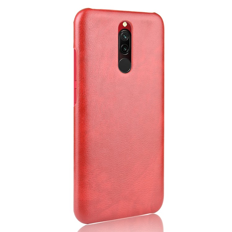 Litchi Skin Leather Coated Hard PC Cell Phone Covering Case for Xiaomi Redmi 8 - Red-3