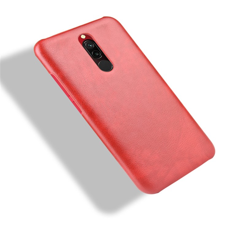 Litchi Skin Leather Coated Hard PC Cell Phone Covering Case for Xiaomi Redmi 8 - Red-4