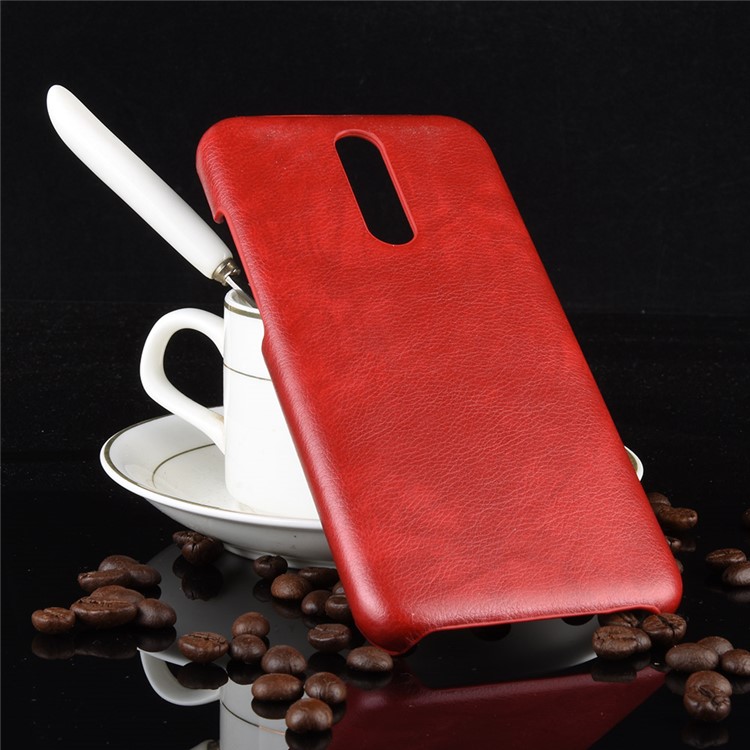 Litchi Skin Leather Coated Hard PC Cell Phone Covering Case for Xiaomi Redmi 8 - Red-6