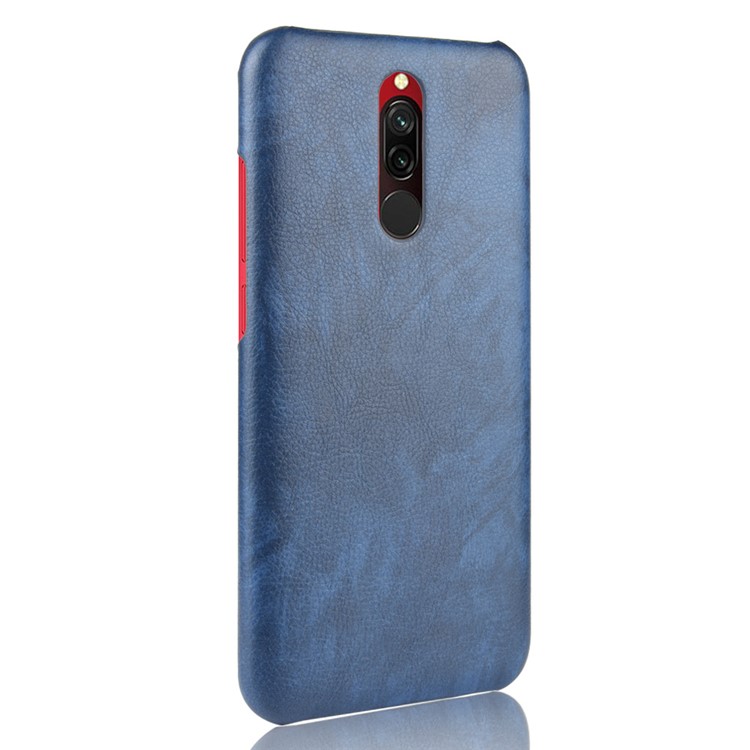 Litchi Skin Leather Coated Hard PC Cell Phone Covering Case for Xiaomi Redmi 8 - Blue-2