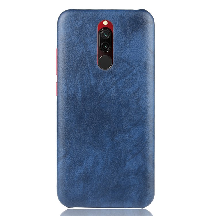 Litchi Skin Leather Coated Hard PC Cell Phone Covering Case for Xiaomi Redmi 8 - Blue-4