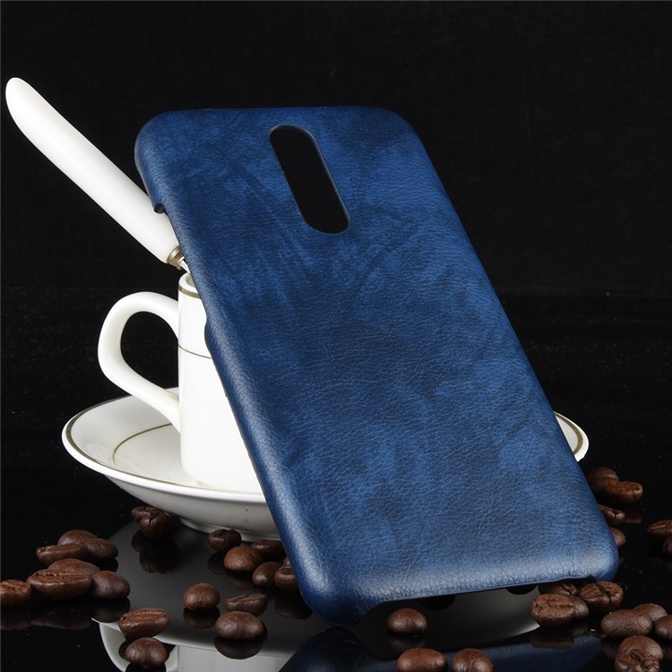 Litchi Skin Leather Coated Hard PC Cell Phone Covering Case for Xiaomi Redmi 8 - Blue-5