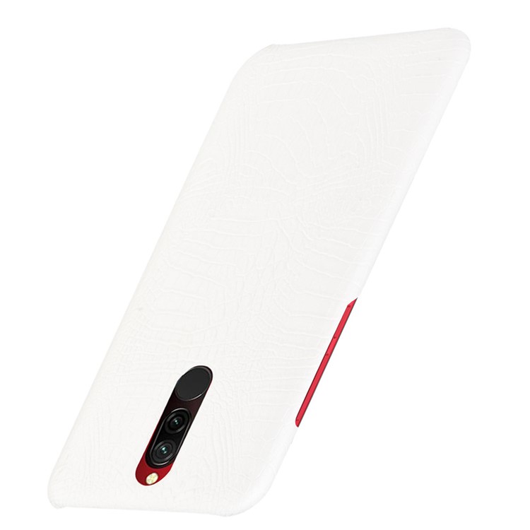 For Xiaomi Redmi 8 Case Crocodile Texture PU Leather Coated PC Phone Cover - White-3