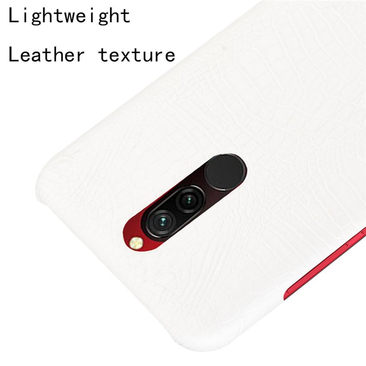 For Xiaomi Redmi 8 Case Crocodile Texture PU Leather Coated PC Phone Cover - White-4