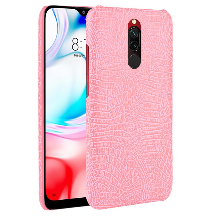 For Xiaomi Redmi 8 Case Crocodile Texture PU Leather Coated PC Phone Cover - Pink-1